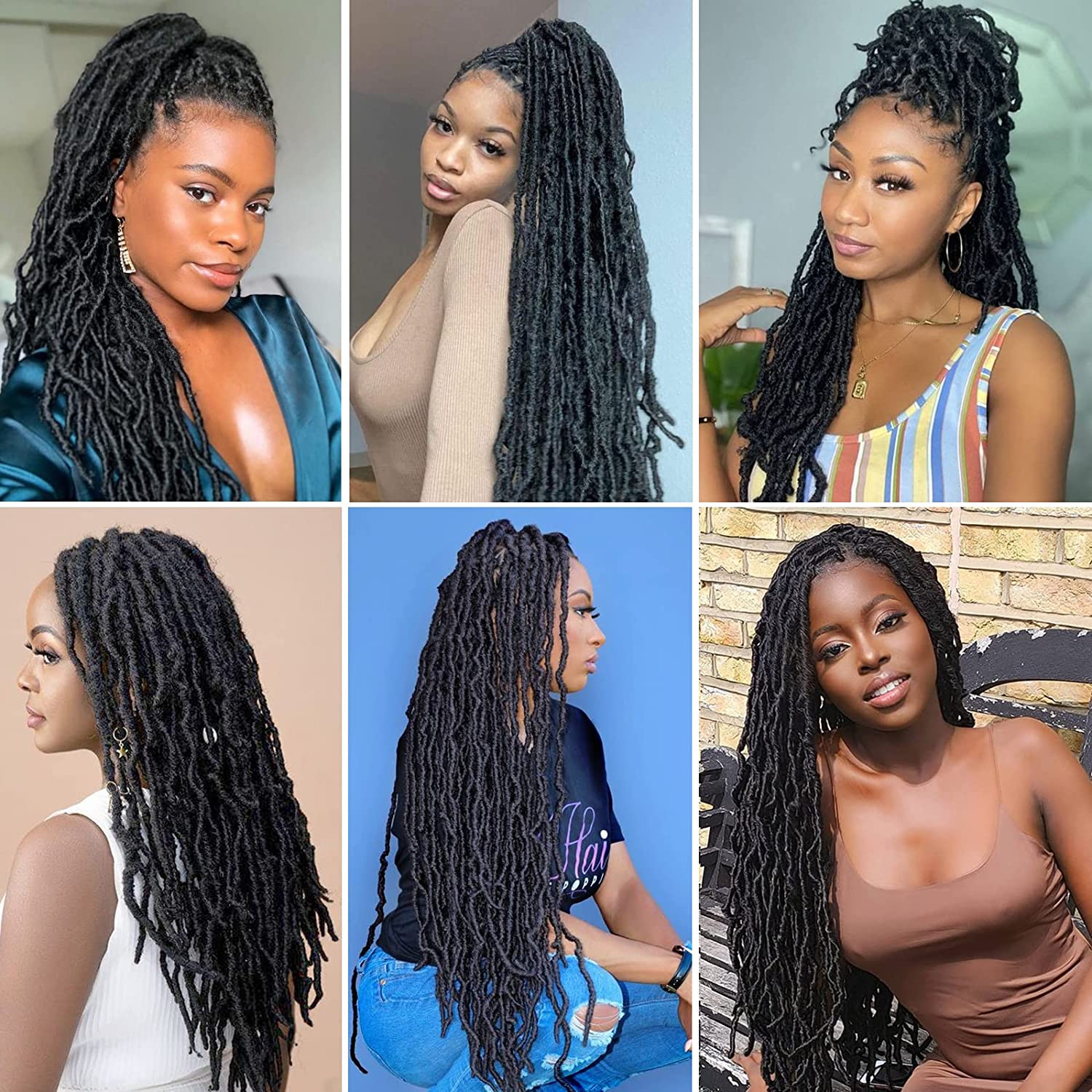 Lihui Soft Locs Crochet Hair 24 Inch 144 Strands Crochet Faux Locs Hair Pre Looped Goddess Locs Croc