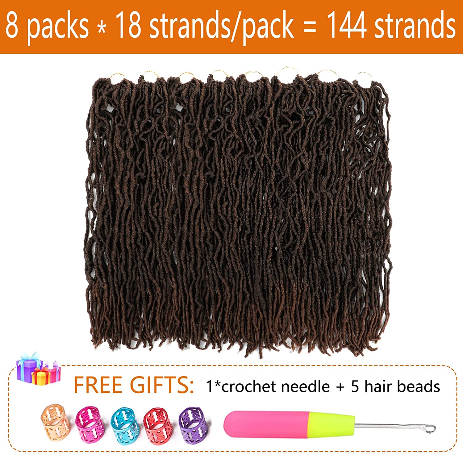 Lihui Soft Locs Crochet Hair 24 Inch 144 Strands Crochet Faux Locs Hair Pre Looped Goddess Locs Croc