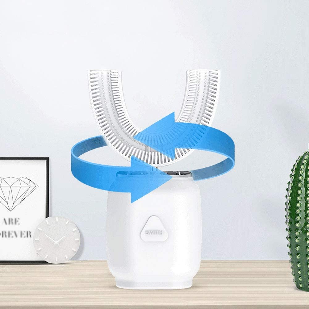WCN Toothbrushes Electric Sonic Automatic Toothbrush Adults and Teens Mouth 360 Degrees U Type White
