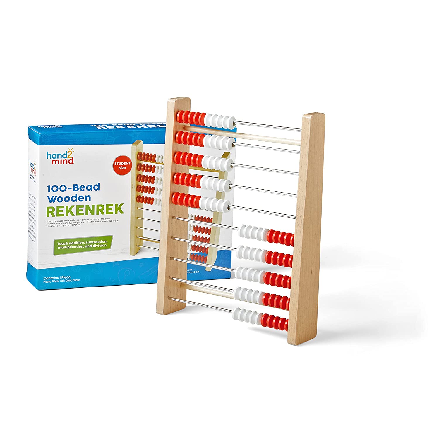 hand2mind 100-Bead Rekenrek, Wooden Rekenrek, Abacus for Kids Math ...
