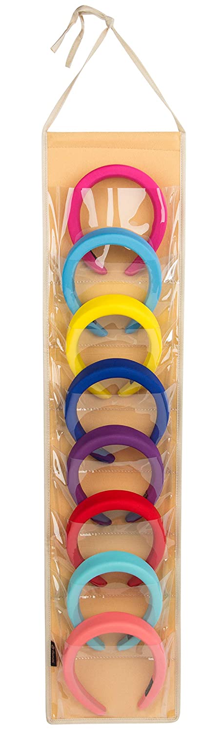 Hanging Padded Headbands Storage Organizer for Women Lady, Girl Wide Knotted Headband Holder with 8 