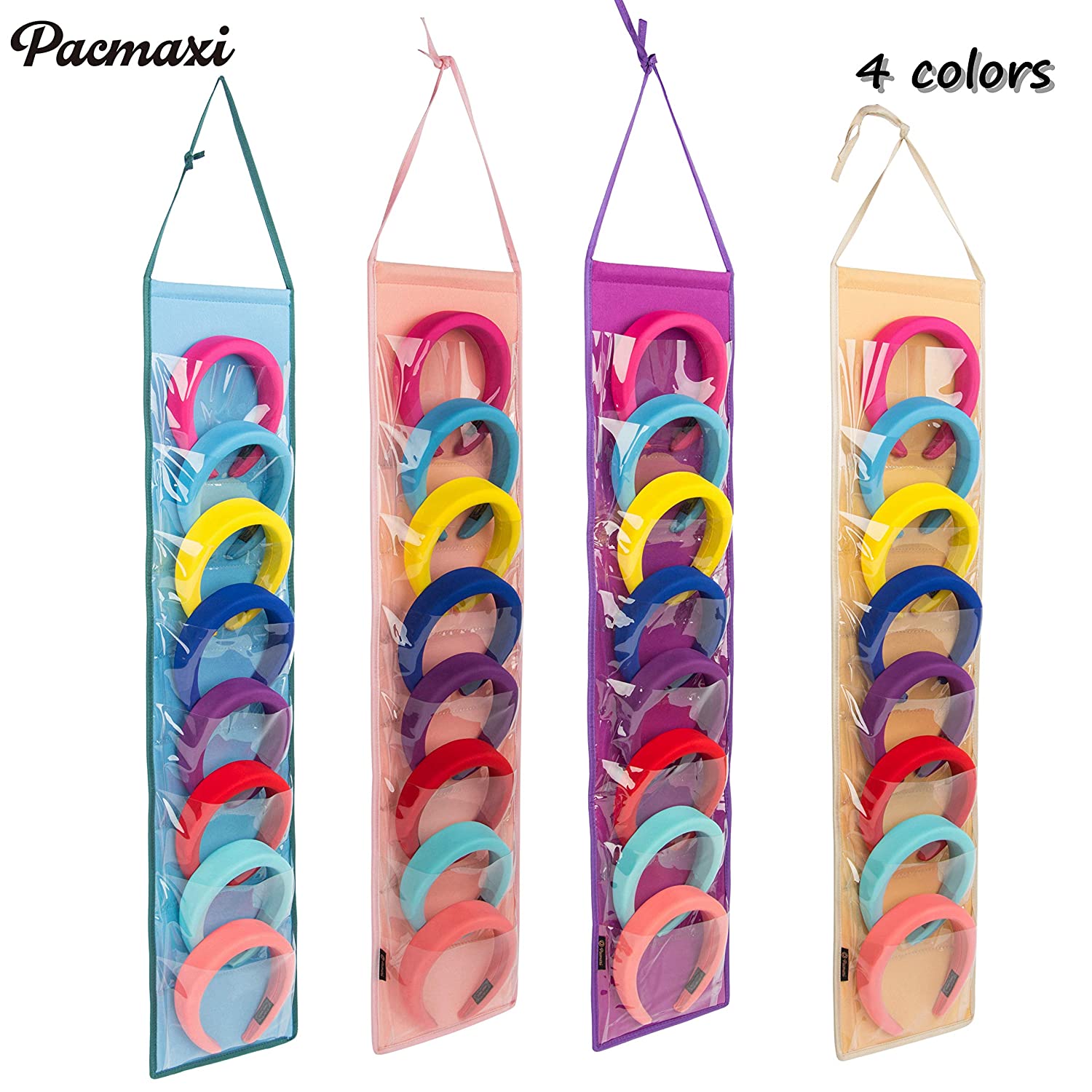 Hanging Padded Headbands Storage Organizer for Women Lady, Girl Wide Knotted Headband Holder with 8 