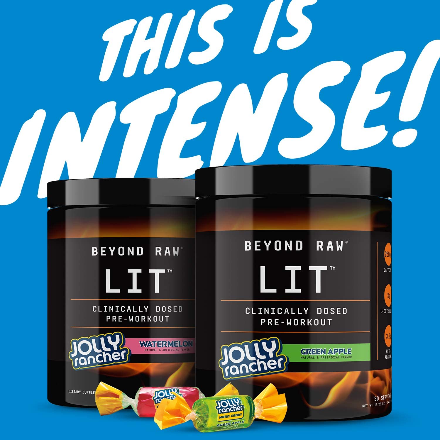Beyond Raw LIT | Clinically Dosed Pre-Workout Powder | Contains Caffeine, L-Citruline, and Beta-Alan