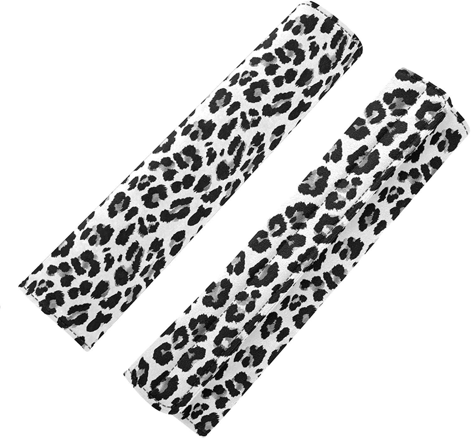 Abstract Leopard Animal Skin Black White Dots Texture 2 Packs Adjustable Car Seat Belt Pads Cover, U