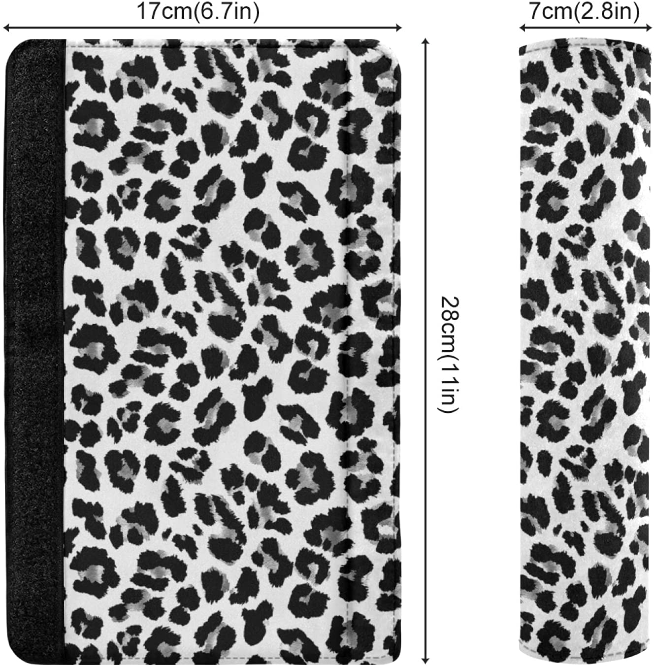 Abstract Leopard Animal Skin Black White Dots Texture 2 Packs Adjustable Car Seat Belt Pads Cover, U