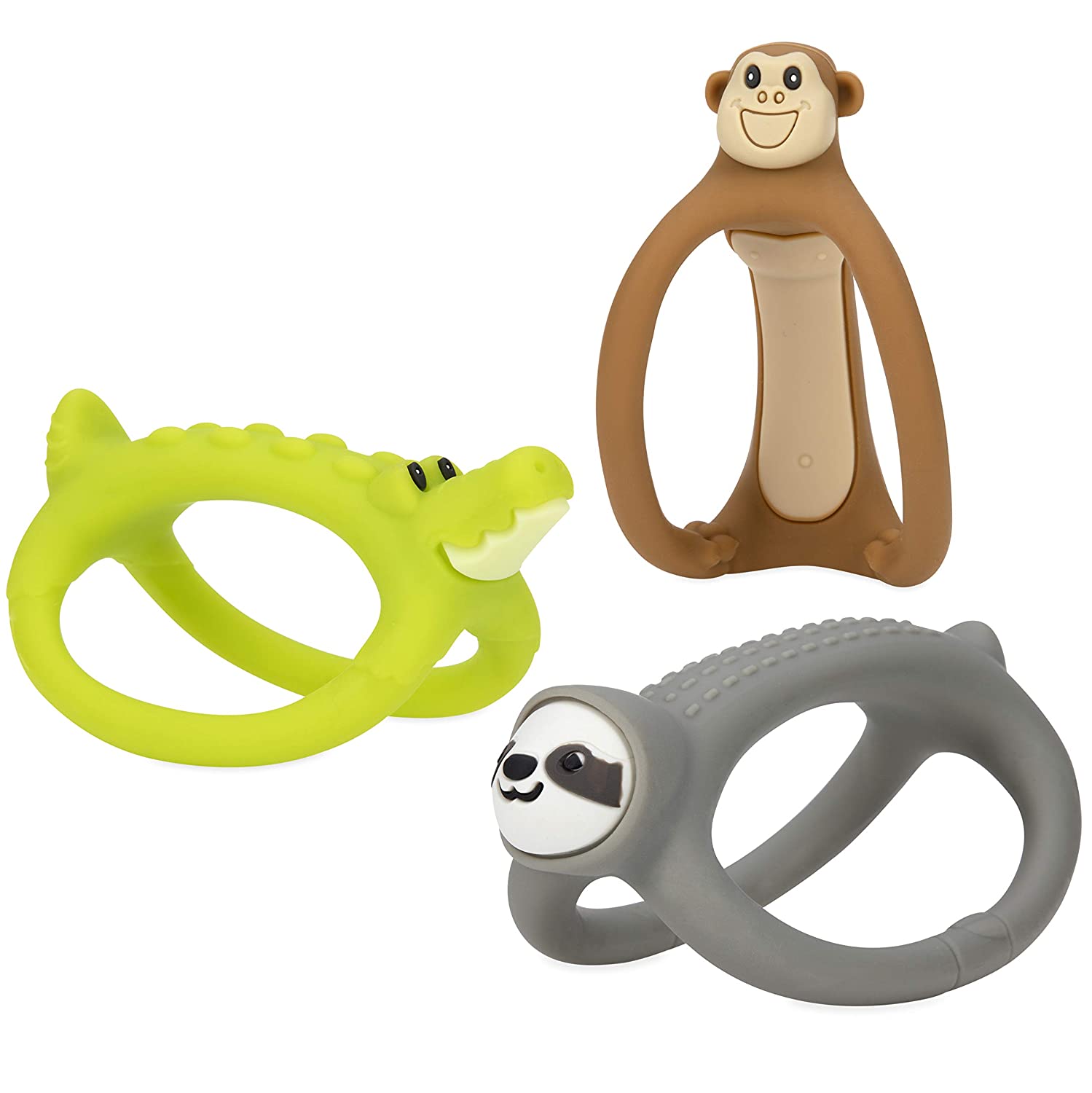 Nuby 100% Silicone Loopals Easy Grip Loopy Legs Teether: 3M+, Characters Vary, Multi