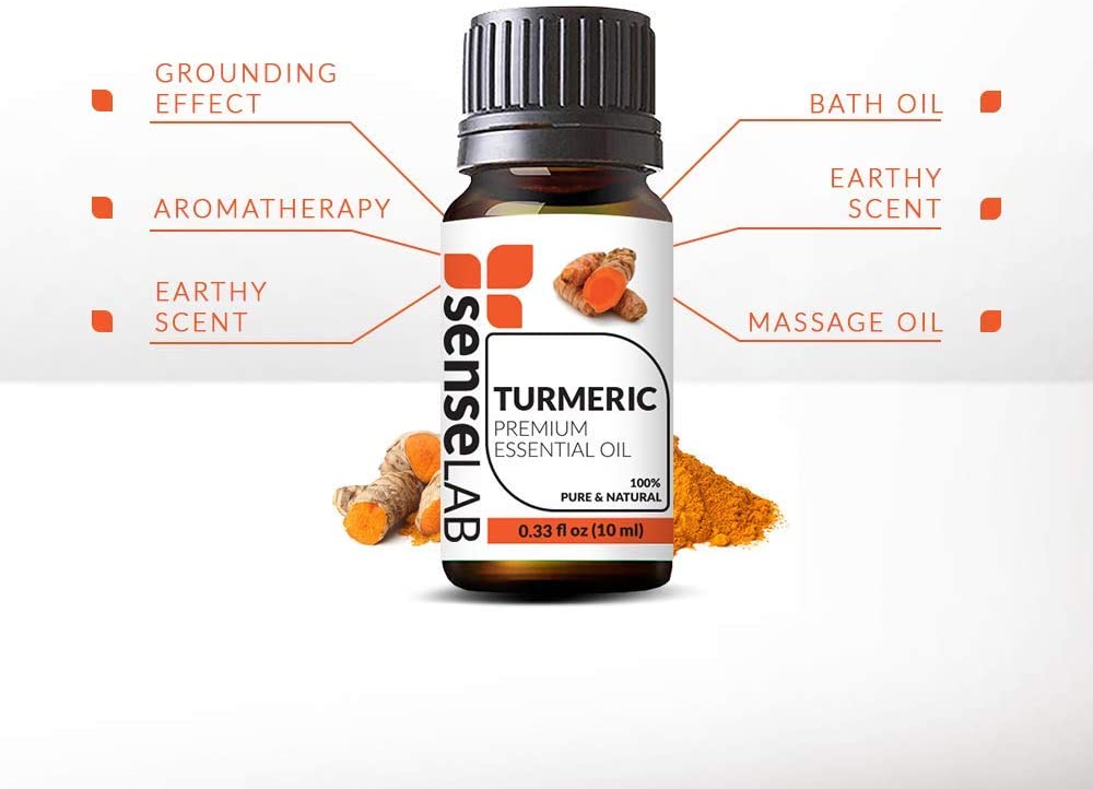 SenseLAB Turmeric Essential Oil - 100 % Pure Extract Turmeric Oil Therapeutic Grade - Hair and Skin 