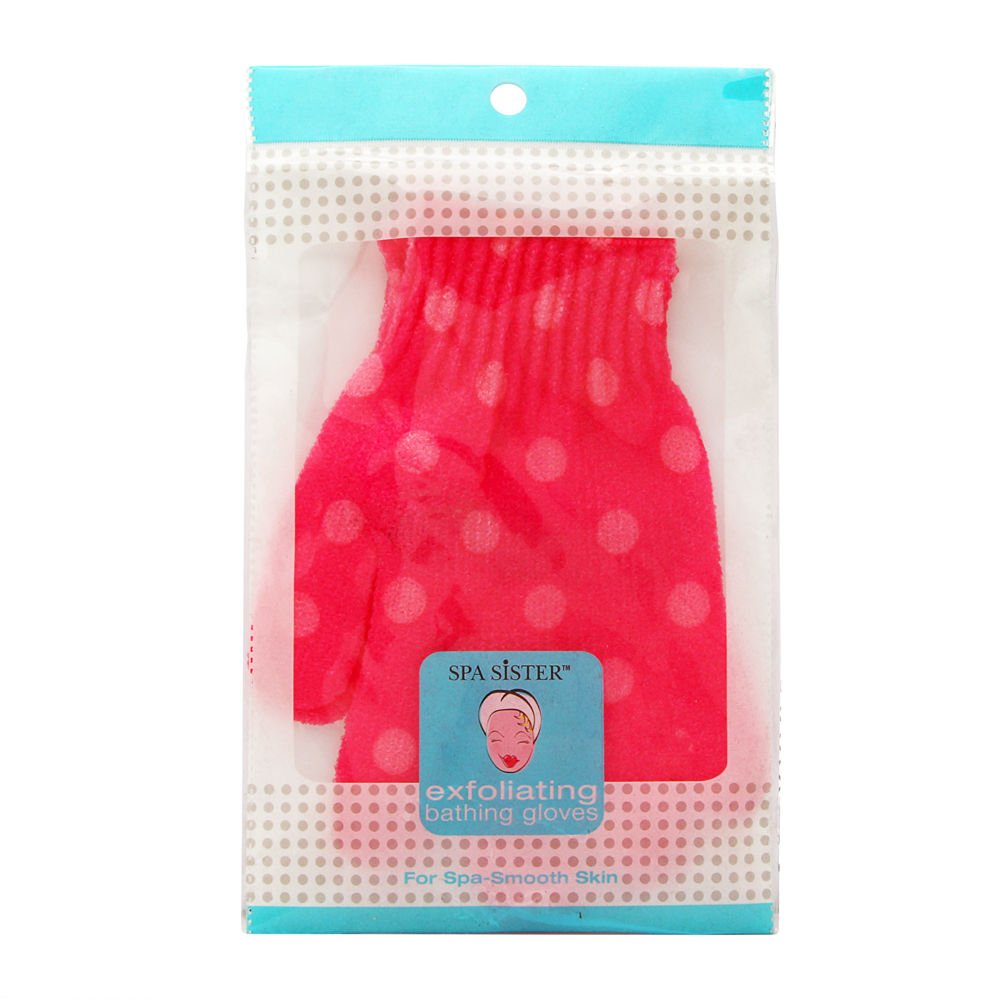 Bath Accessories Bathing Gloves, Pink Polka Dots