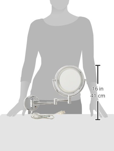 Jerdon HL75C 8.5-Inch Lighted Wall Mount Makeup Mirror with 8x Magnification, Chrome Finish