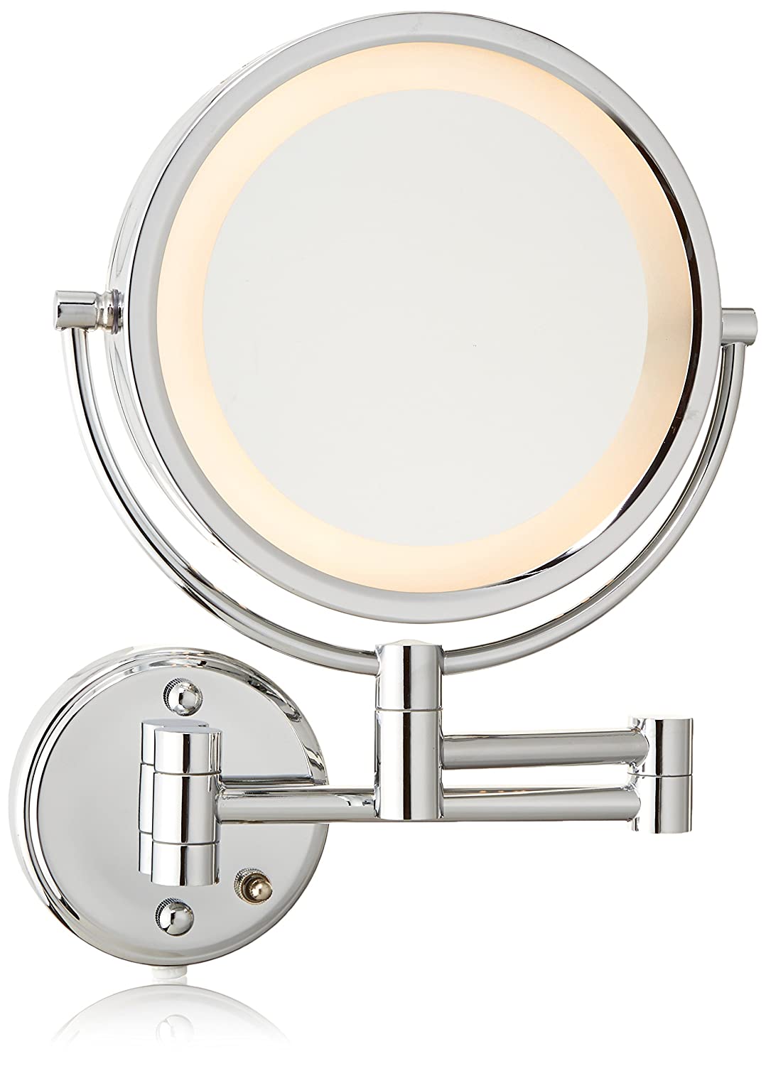 Jerdon HL75C 8.5-Inch Lighted Wall Mount Makeup Mirror with 8x Magnification, Chrome Finish