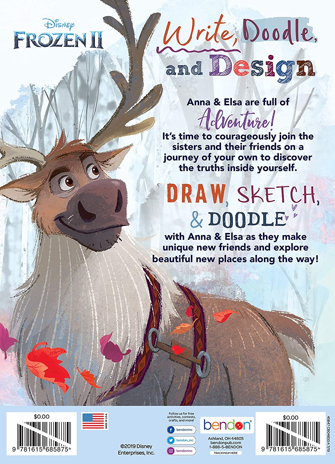 Disney Frozen 2 Olaf Deluxe 48-Page Sketch Book with Stickers, Coloring and Activity Book 45847 Bend