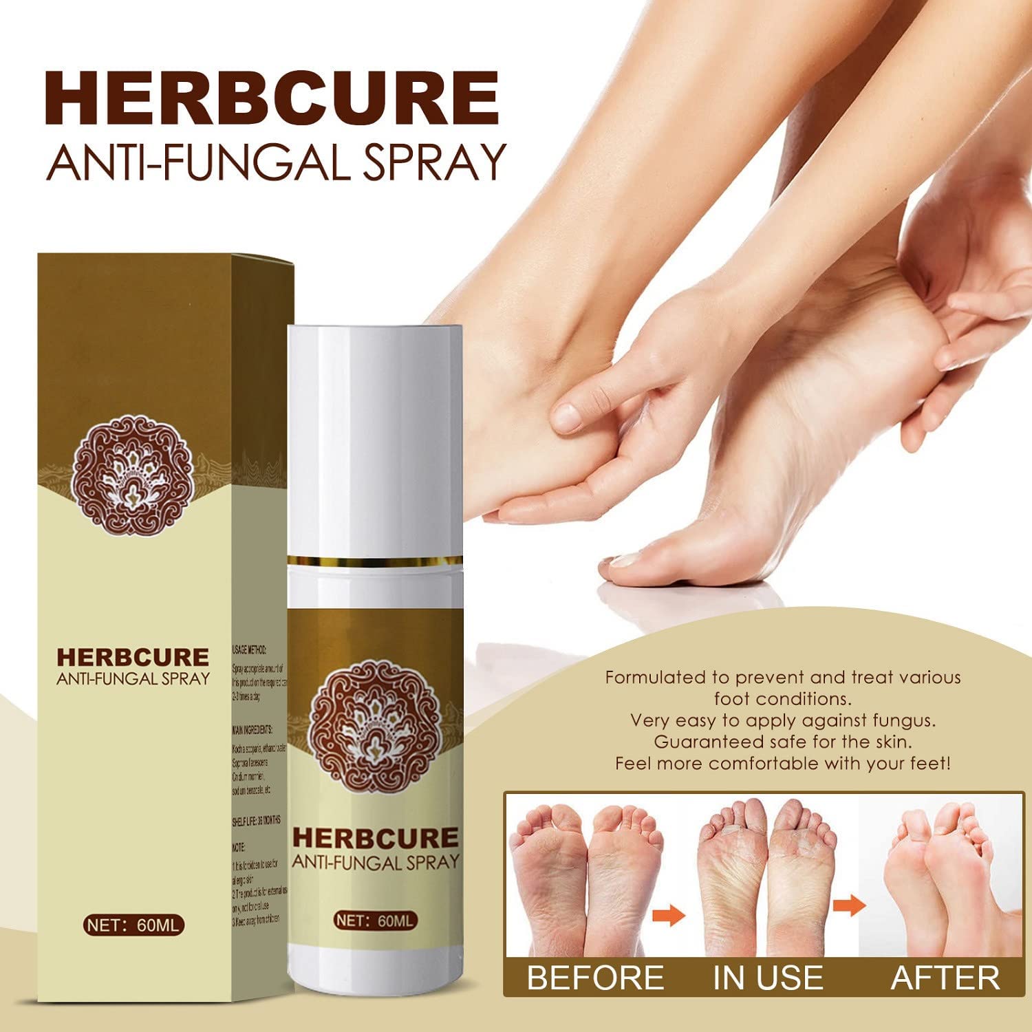 60ml Fungal Combat Feet Spray , Anti Fungal Infections Athlete