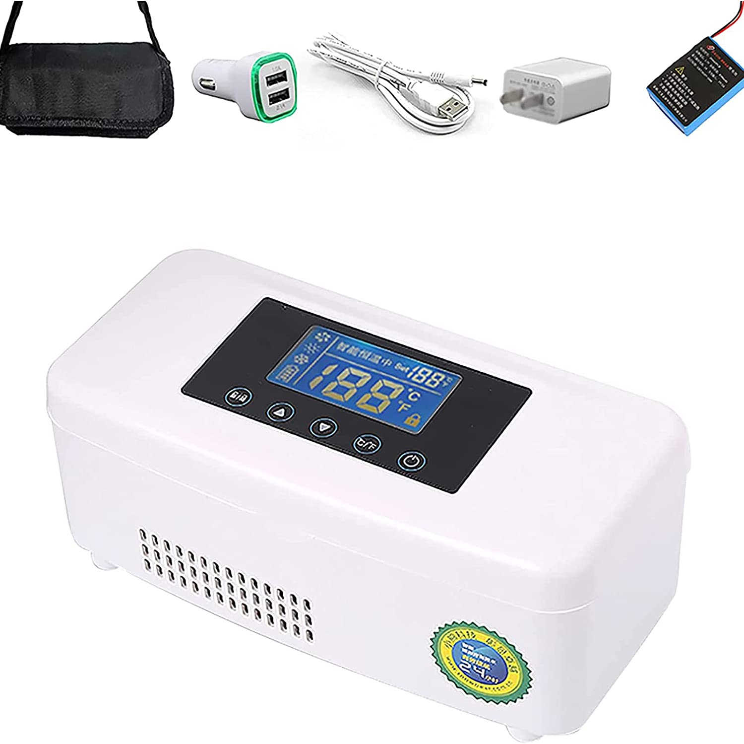 Insulin Cool Box for Car, Travel, Home, Electric Cooler Portable Travel Box Thermostat 2-8 Degrees w