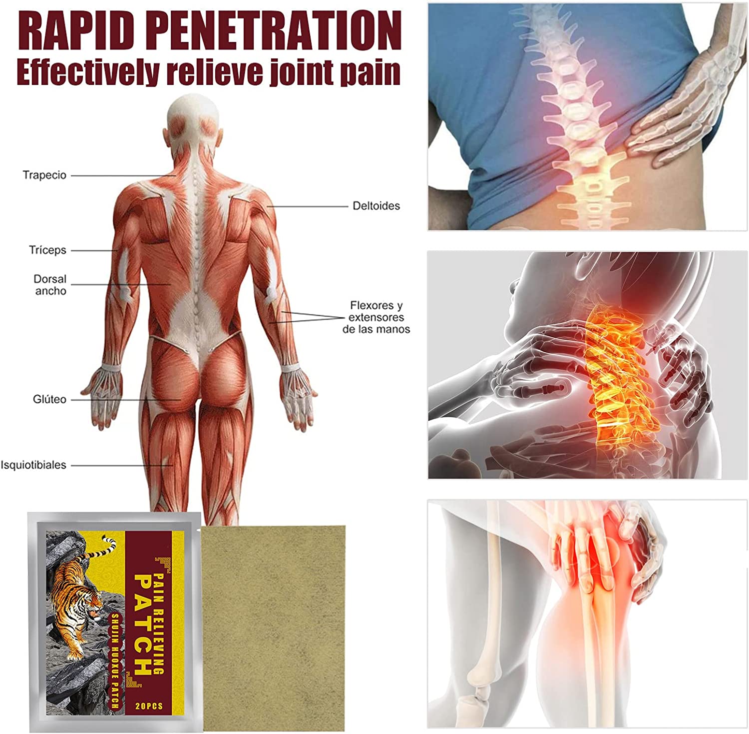40pcs Pain Relief Patch, Muscle Pain Relieve Meridians Collaterals Relieve Joint Pain Swelling Herba