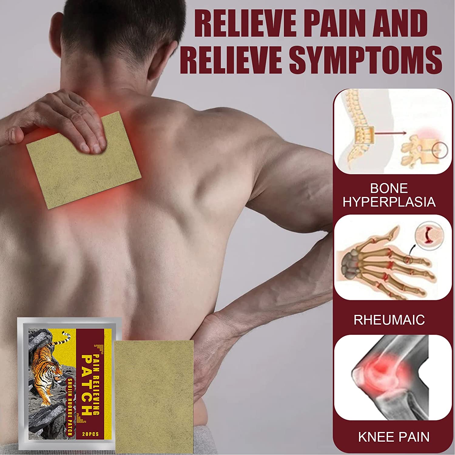 40pcs Pain Relief Patch, Muscle Pain Relieve Meridians Collaterals Relieve Joint Pain Swelling Herba