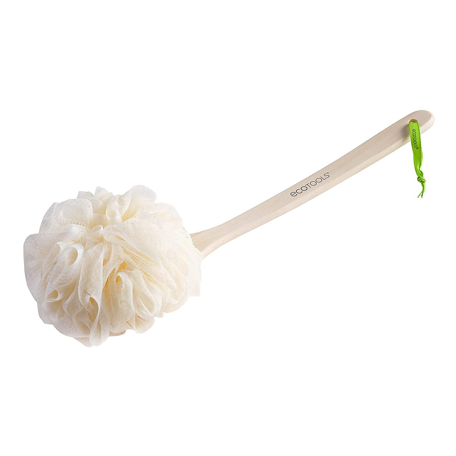 EcoTools EcoPouf Bath Brush, Shower Loofah with Ergonomic Handle, Cleans Hard to Reach Areas, Deep C