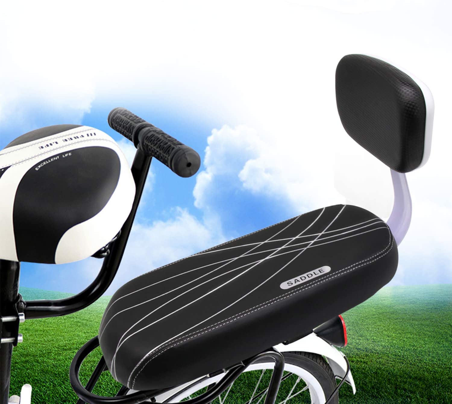 Together-life Rear Mounted Child Bike Seats, Bicycle Rear Seat Cushion Armrest Set Kid Child Carrier