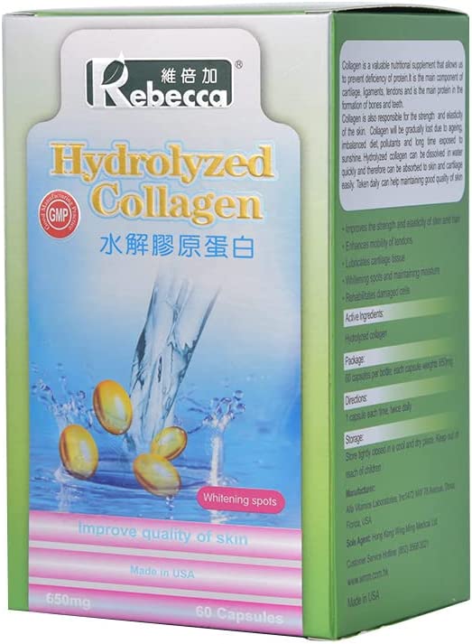 Rebeca Hydrolyzed Collagen 60 Capsules, Made in USA