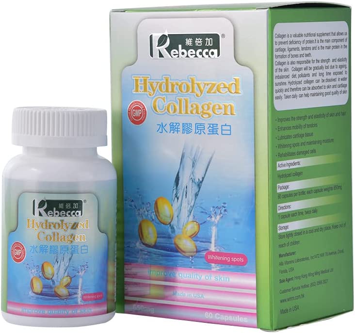 Rebeca Hydrolyzed Collagen 60 Capsules, Made in USA