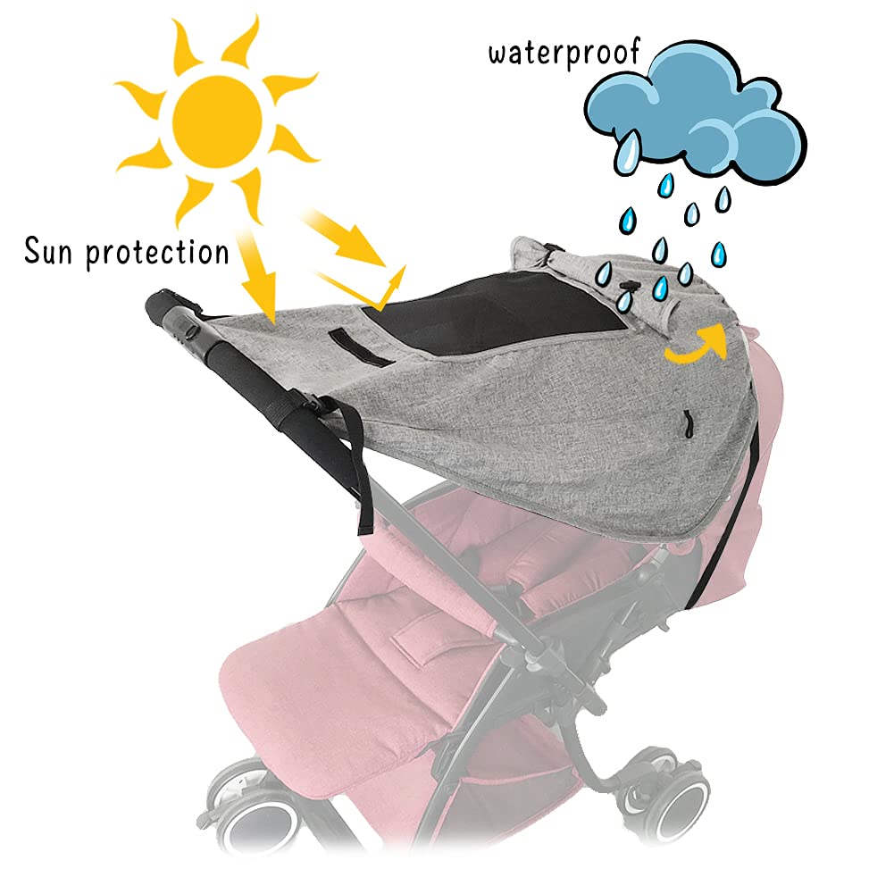 Pram Sunshade Sun Cover, Sun Shade Stroller for Baby, Universal Waterproof Stroller Sunshade Cover A
