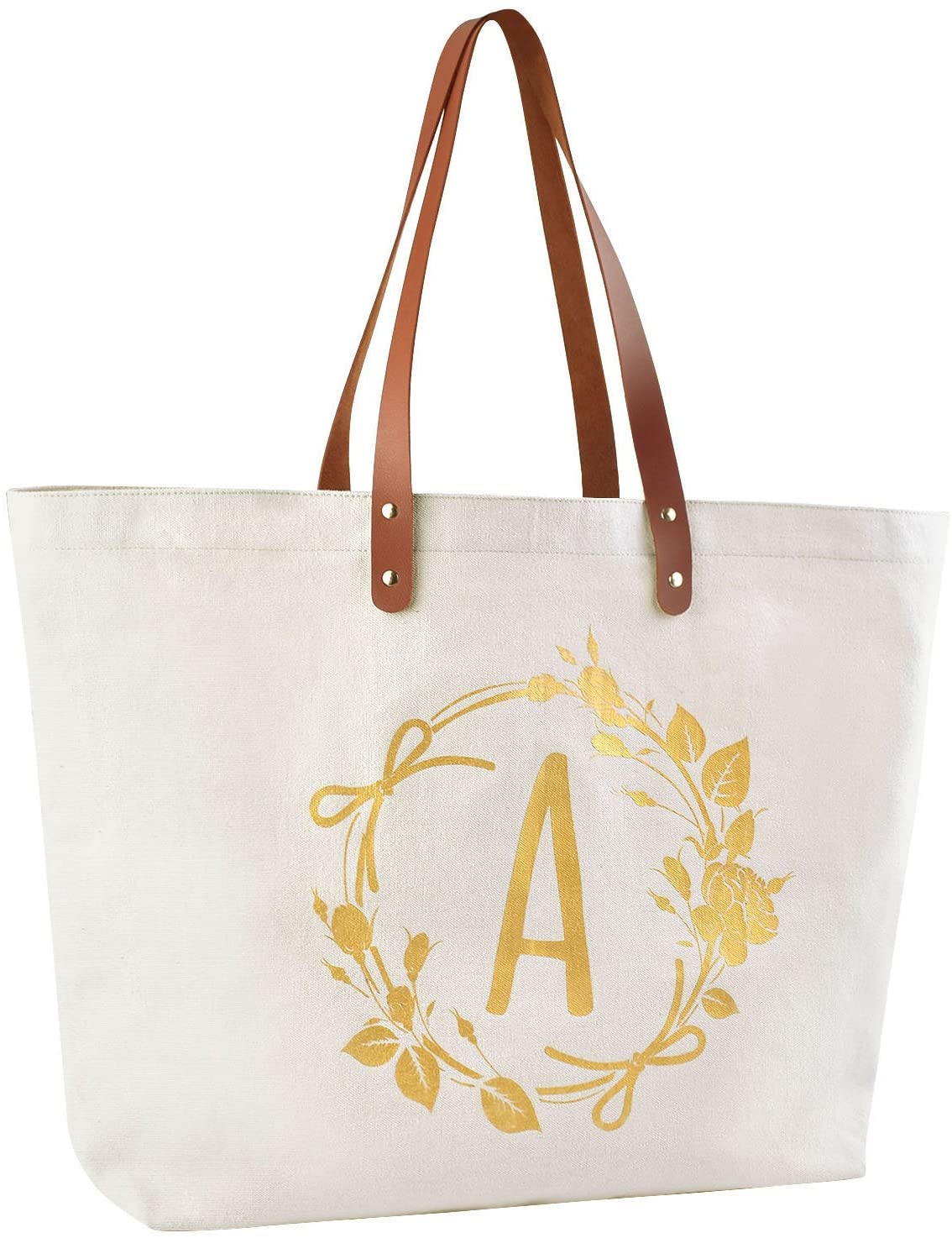 ElegantPark Personalized Gifts for Women Monogrammed Tote Bag Monogram A Initial Bags and Totes for 