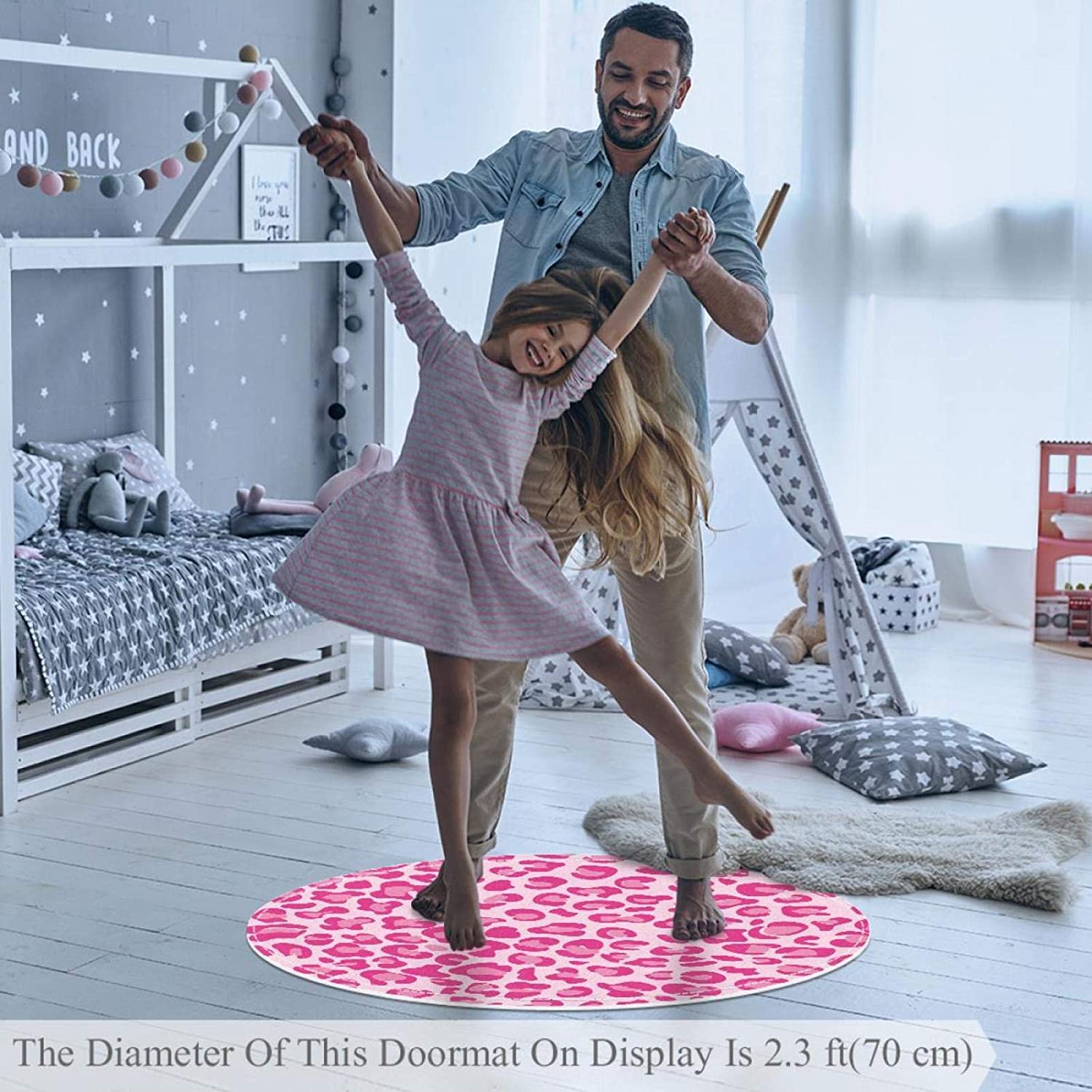 Round Mats for Floor Anti Slip Mat Suit for Living Room Bedroom Kitchen Bathroom 31.5 Inch Diameter