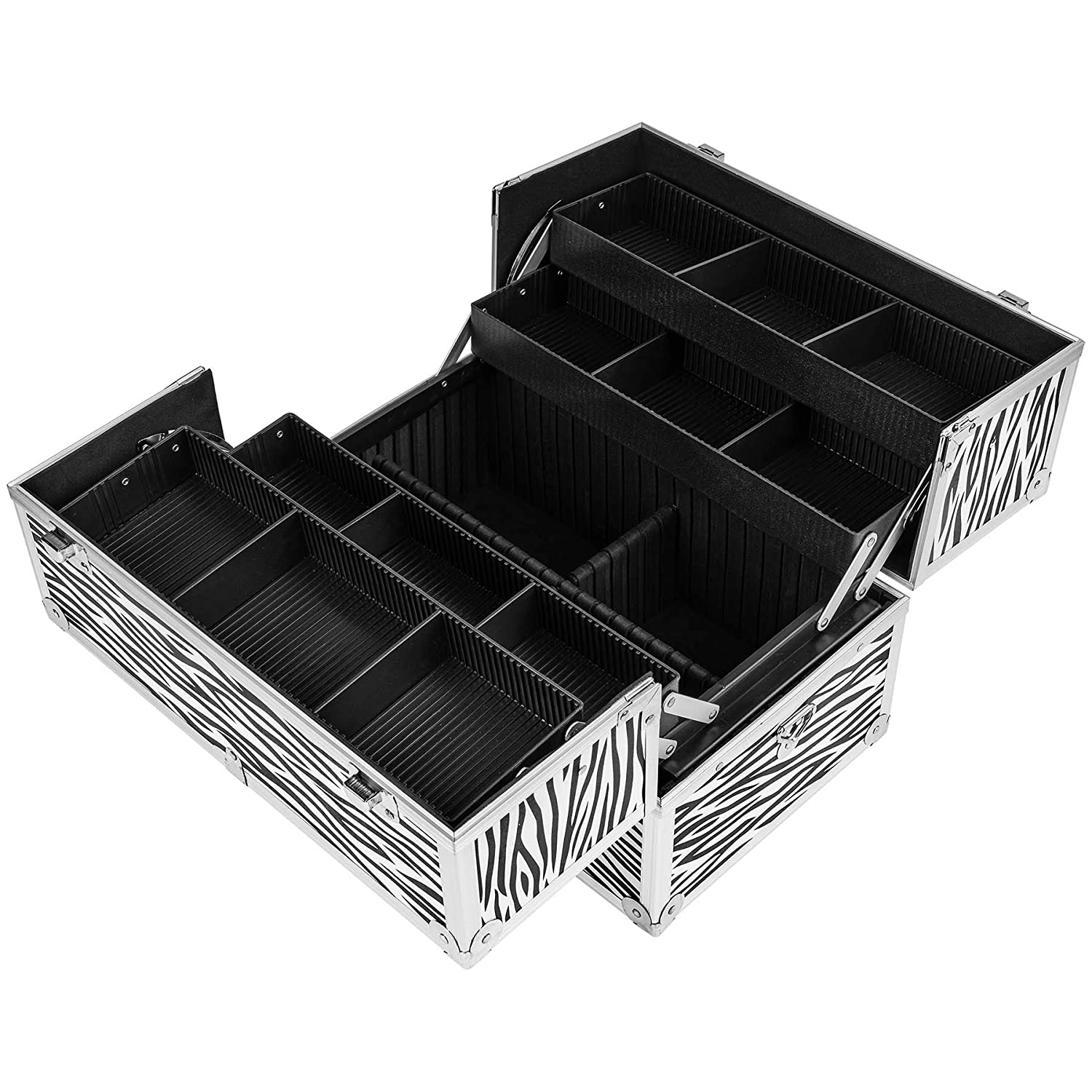 SHANY Essential Pro Makeup Train Case with Shoulder Strap and Locks - Zebra