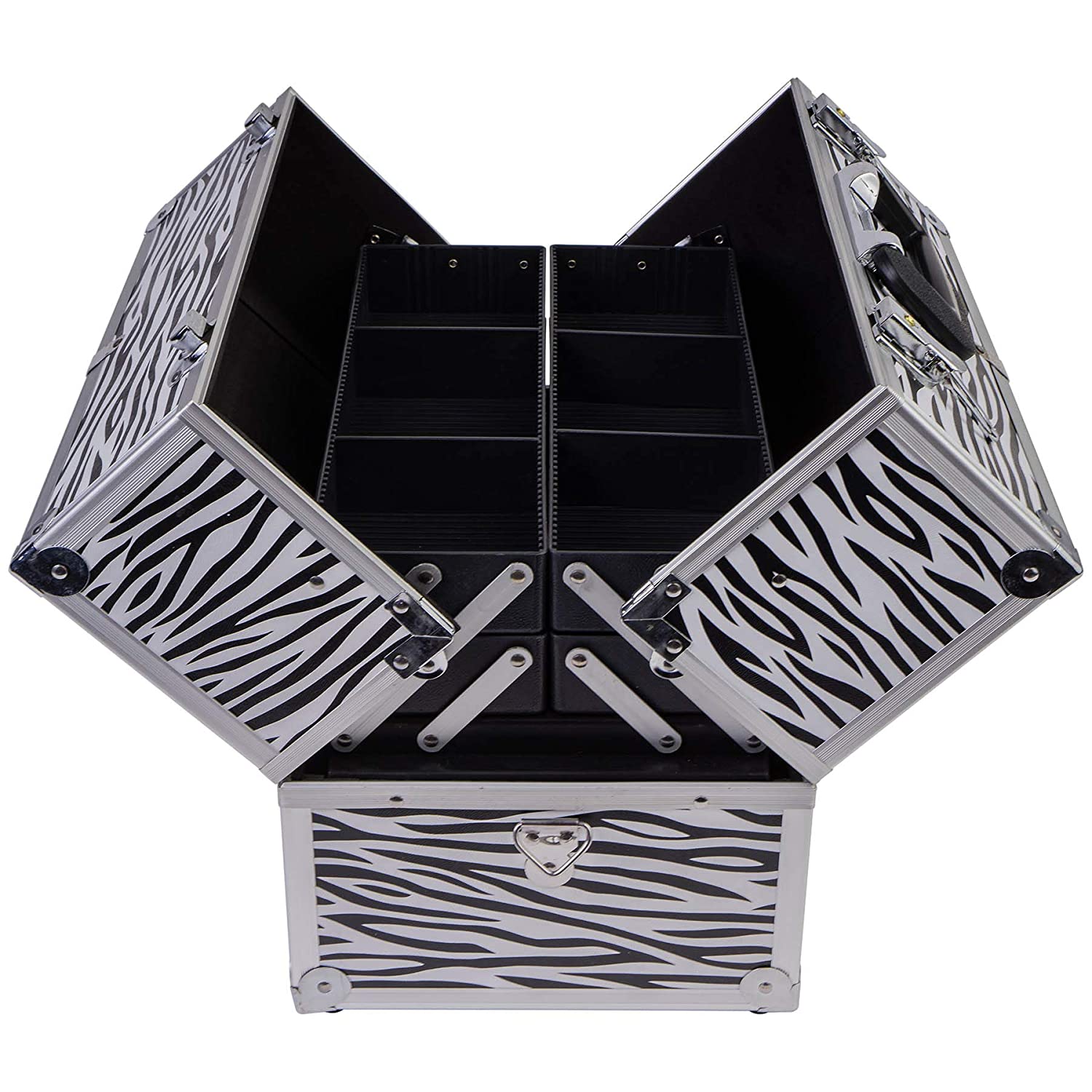 SHANY Essential Pro Makeup Train Case with Shoulder Strap and Locks - Zebra