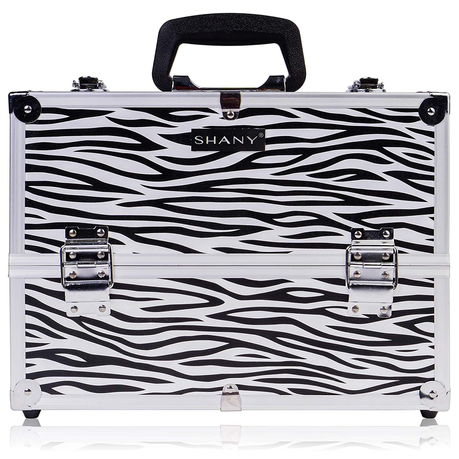 SHANY Essential Pro Makeup Train Case with Shoulder Strap and Locks - Zebra