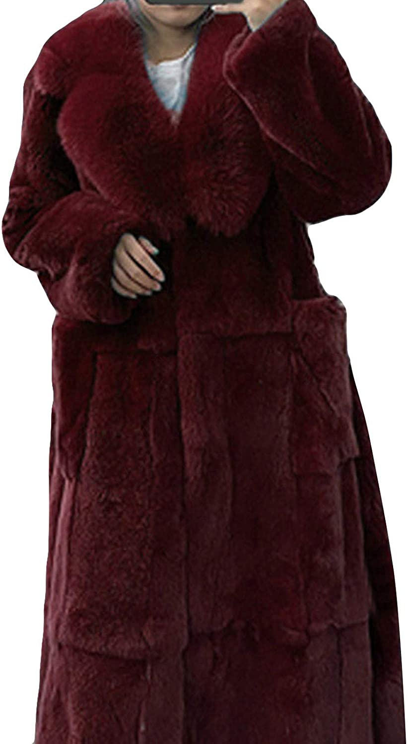 Dosoop Women Winter Warm Luxury Faux Furs Coat Outerwear Long Sleeve Faux Mink Faux Fur Plus Size Ho