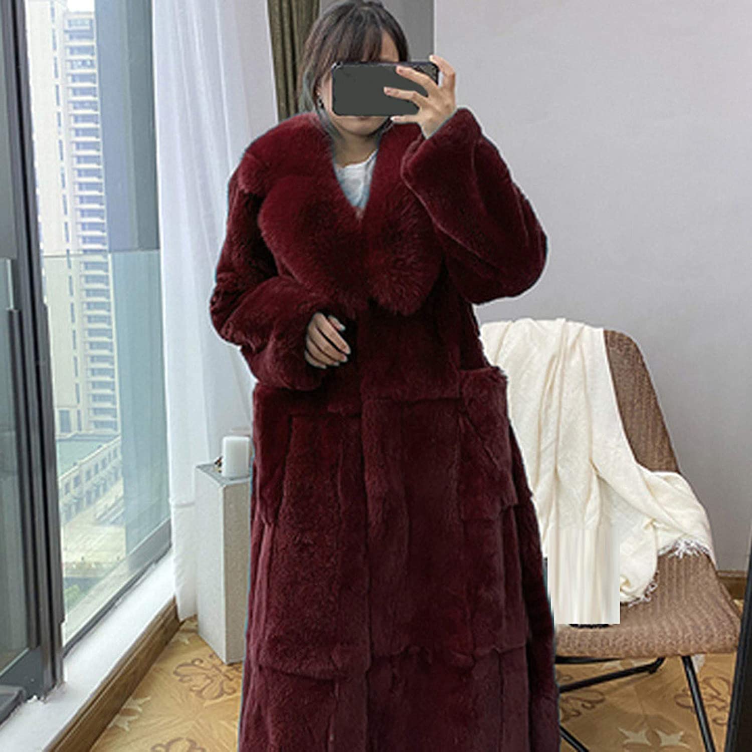 Dosoop Women Winter Warm Luxury Faux Furs Coat Outerwear Long Sleeve Faux Mink Faux Fur Plus Size Ho