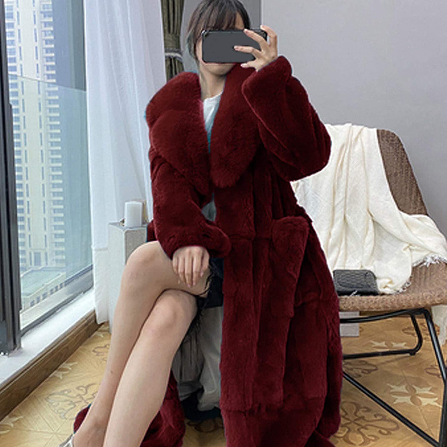 Dosoop Women Winter Warm Luxury Faux Furs Coat Outerwear Long Sleeve Faux Mink Faux Fur Plus Size Ho