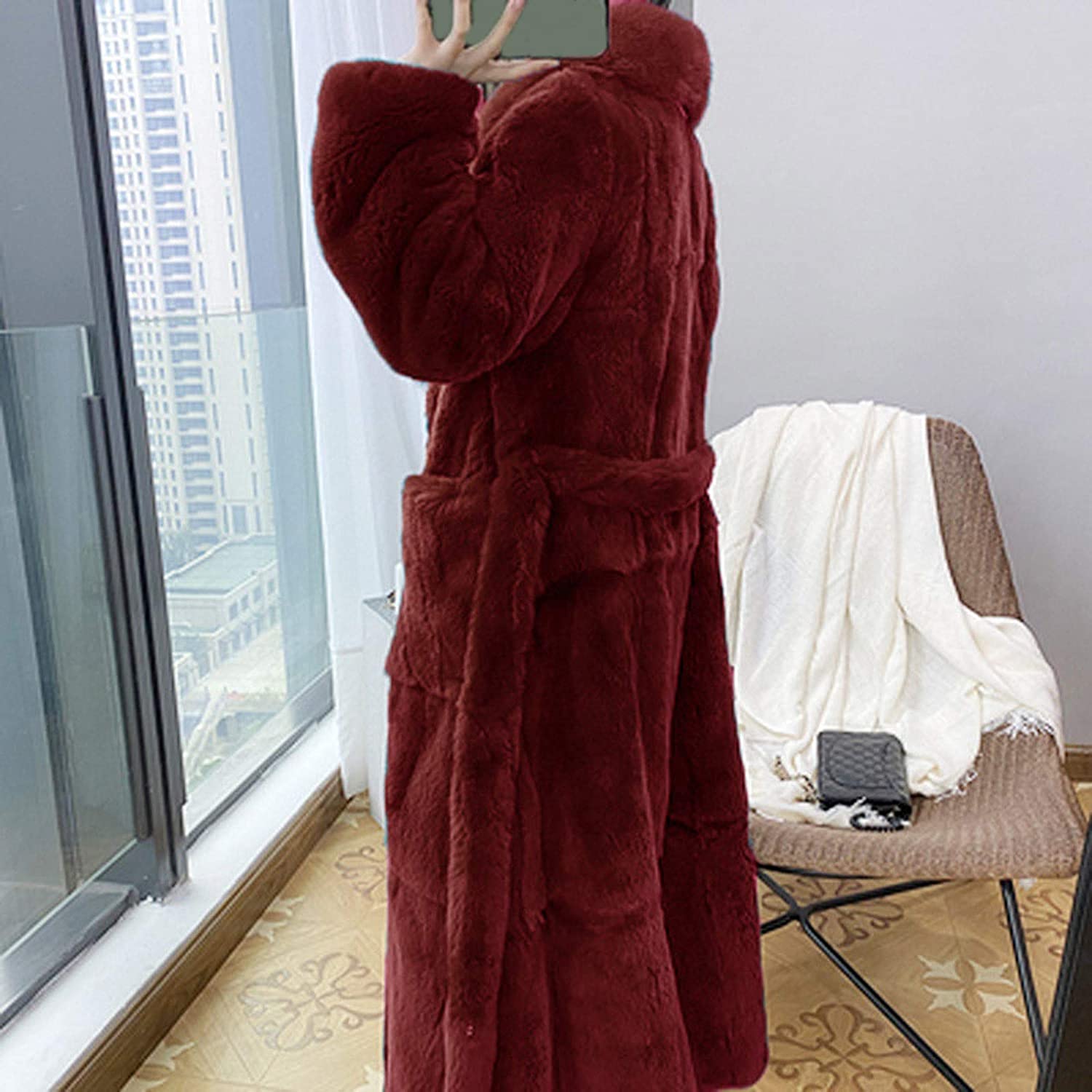 Dosoop Women Winter Warm Luxury Faux Furs Coat Outerwear Long Sleeve Faux Mink Faux Fur Plus Size Ho
