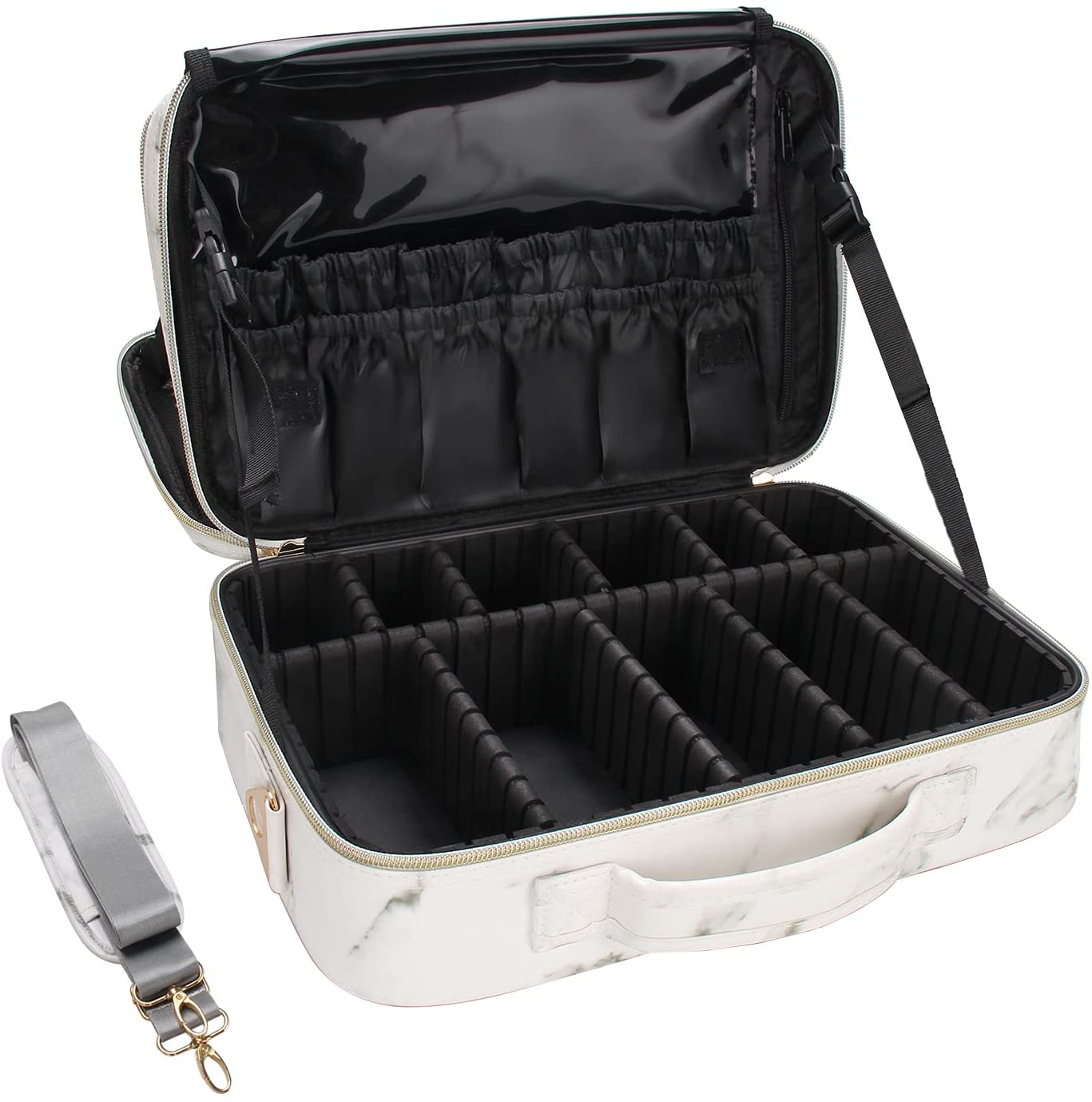 Travel Makeup Case, Chomeiu Makeup Train Case Cosmetics Organizer Bag 3 Layers Professional Artist S