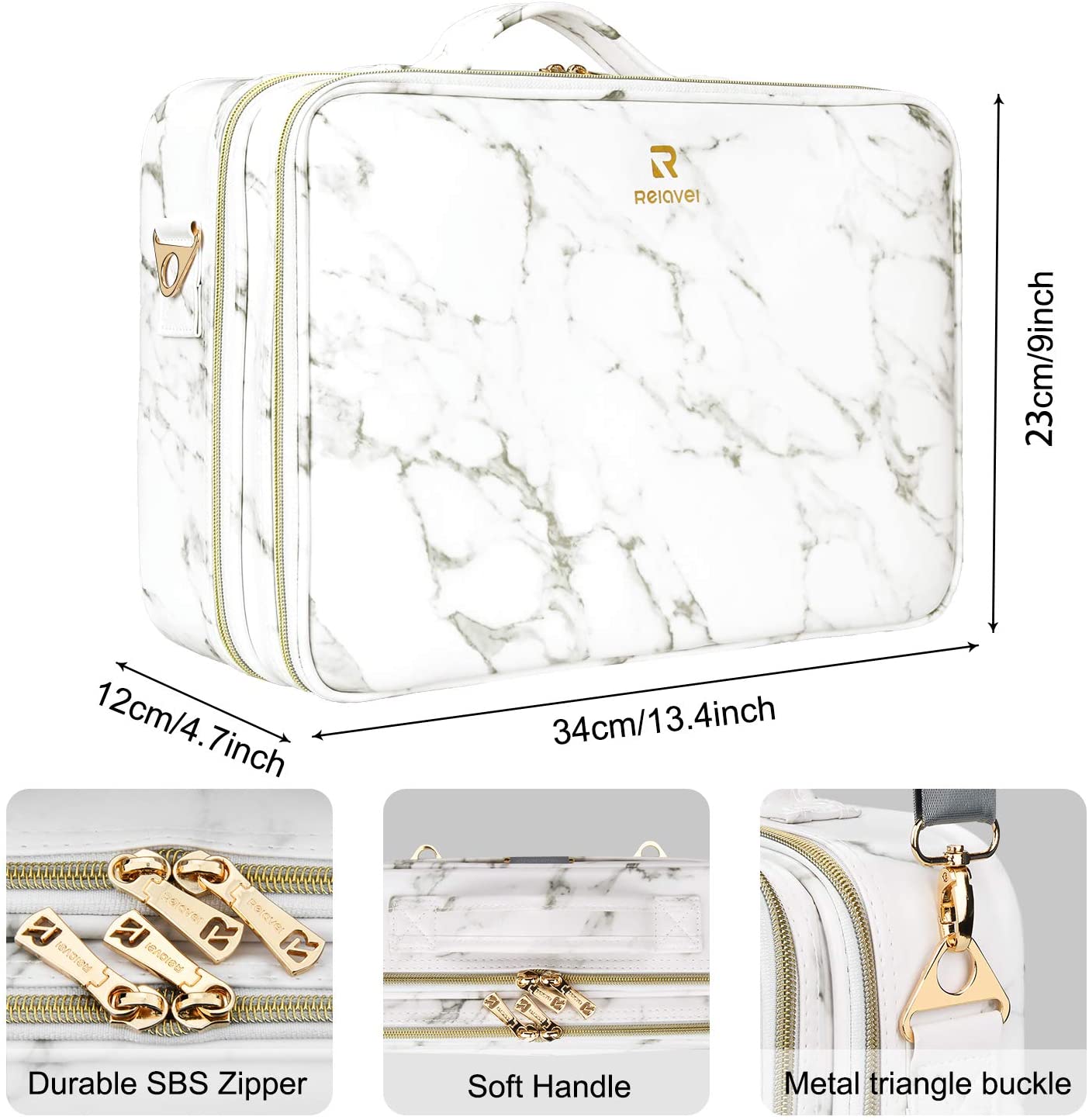 Travel Makeup Case, Chomeiu Makeup Train Case Cosmetics Organizer Bag 3 Layers Professional Artist S