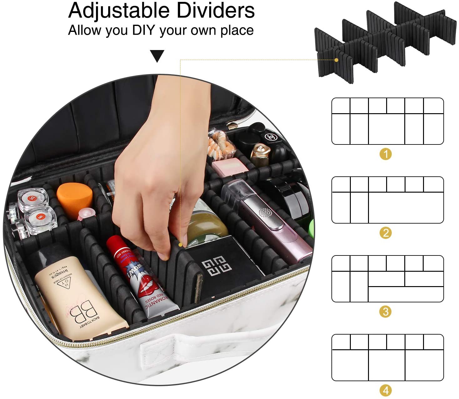 Travel Makeup Case, Chomeiu Makeup Train Case Cosmetics Organizer Bag 3 Layers Professional Artist S