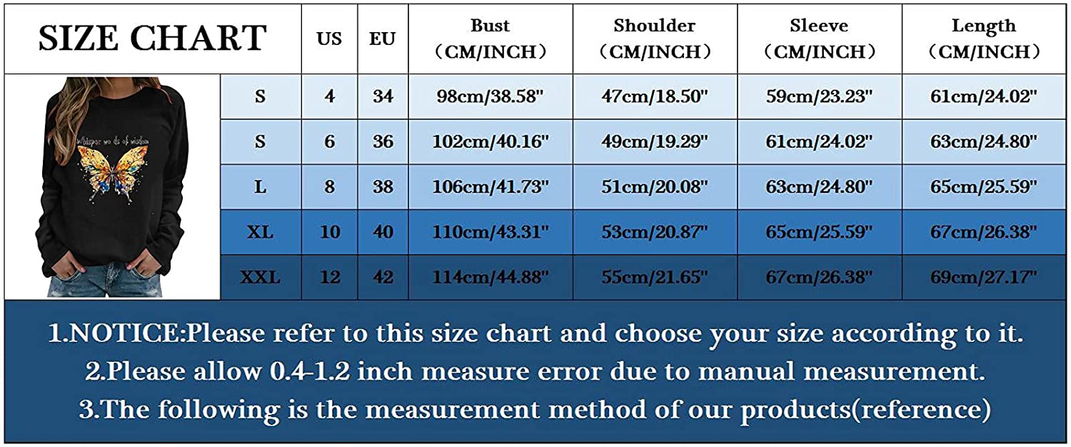 HHoo88 Sweatshirts for Womens Long Sleeves Sweat Shirts Casual Funny Printed Crewneck Pullover T-Shi