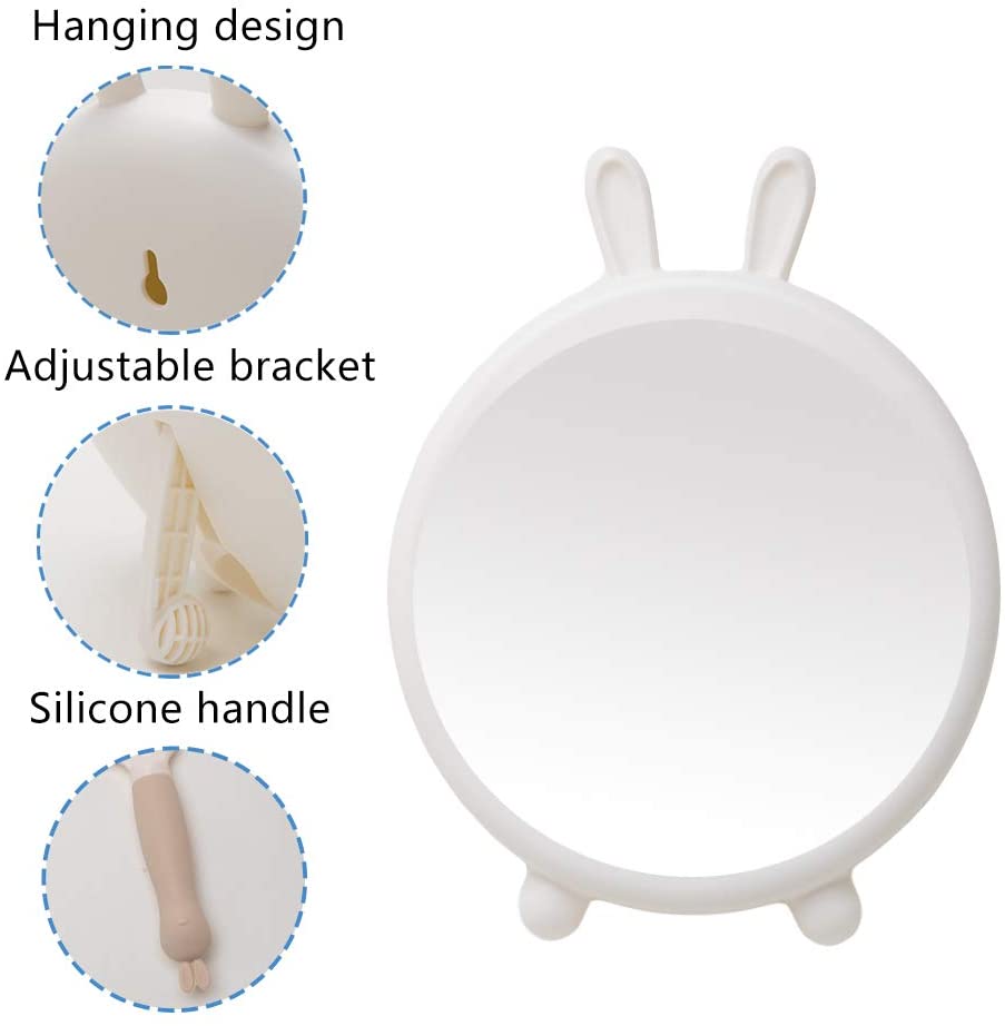 YEAKE Desk Makeup Mirror with 90°Adjustable Stand, Small Countertop Travel Mirror & Comb Set Cute M