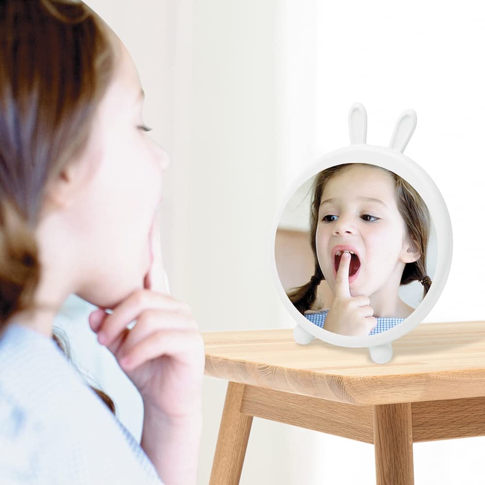 YEAKE Desk Makeup Mirror with 90°Adjustable Stand, Small Countertop Travel Mirror & Comb Set Cute M