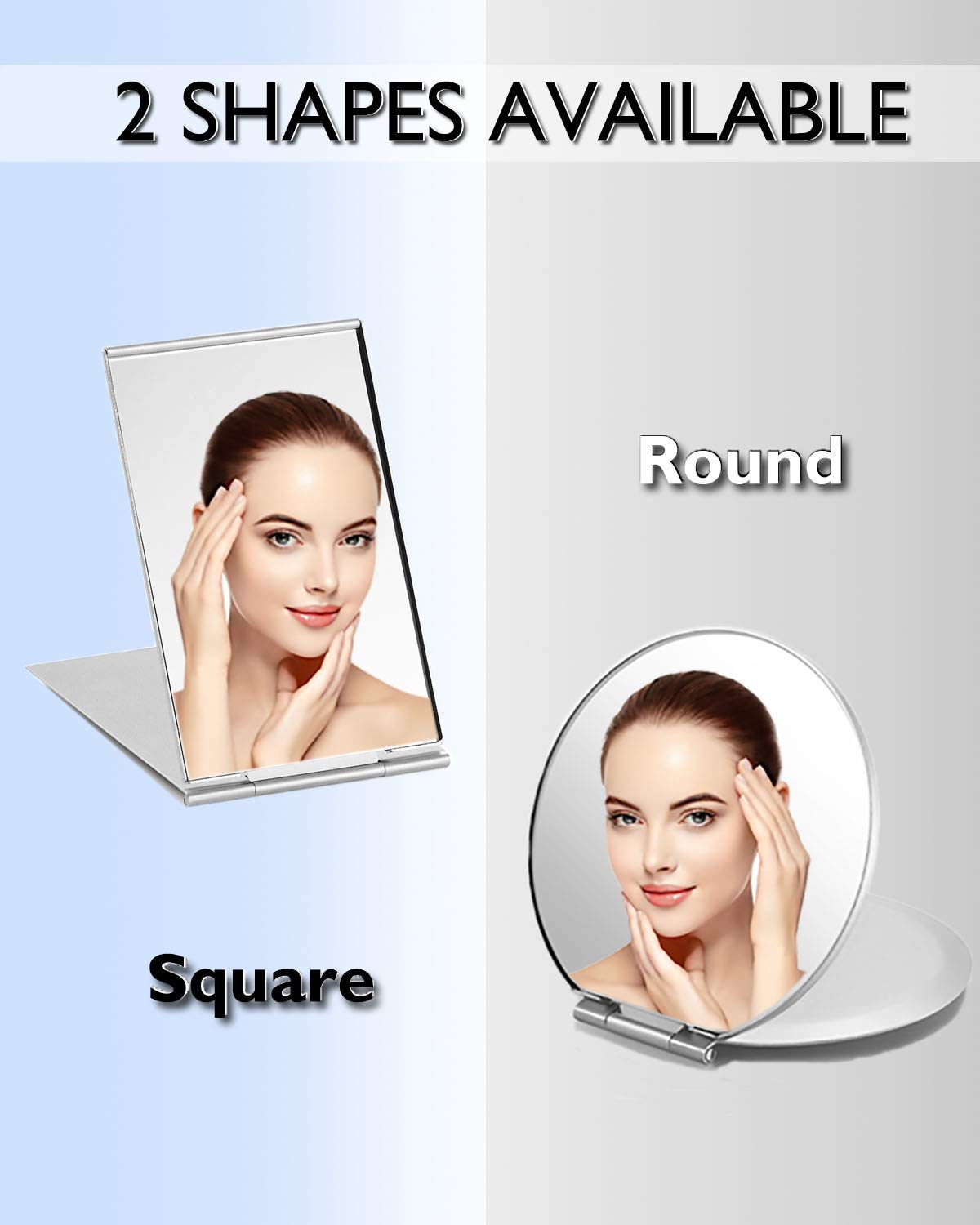 Portable Folding Mirror, Ultra-Slim Durable Makeup Mirror, Small Tabletop Mirror for Travel, Aluminu
