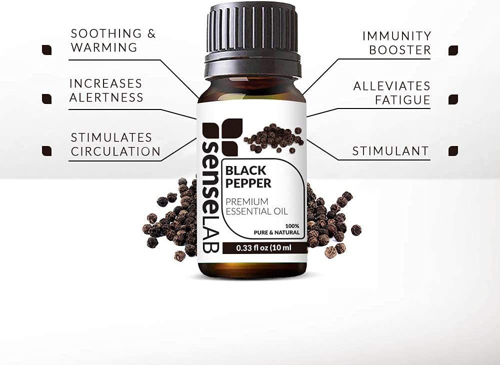 SenseLAB Black Pepper Essential Oil - 100 % Pure Extract Black Pepper Oil Therapeutic Grade - Wellne