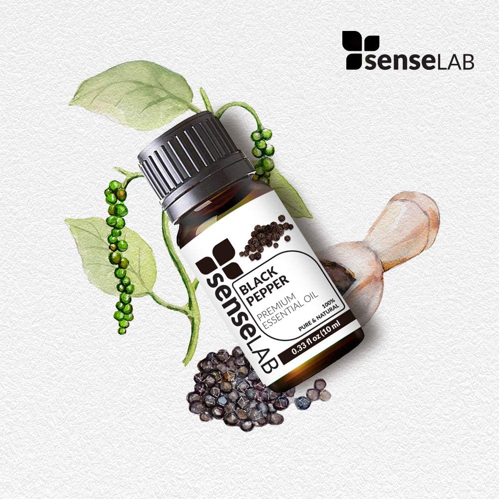 SenseLAB Black Pepper Essential Oil - 100 % Pure Extract Black Pepper Oil Therapeutic Grade - Wellne