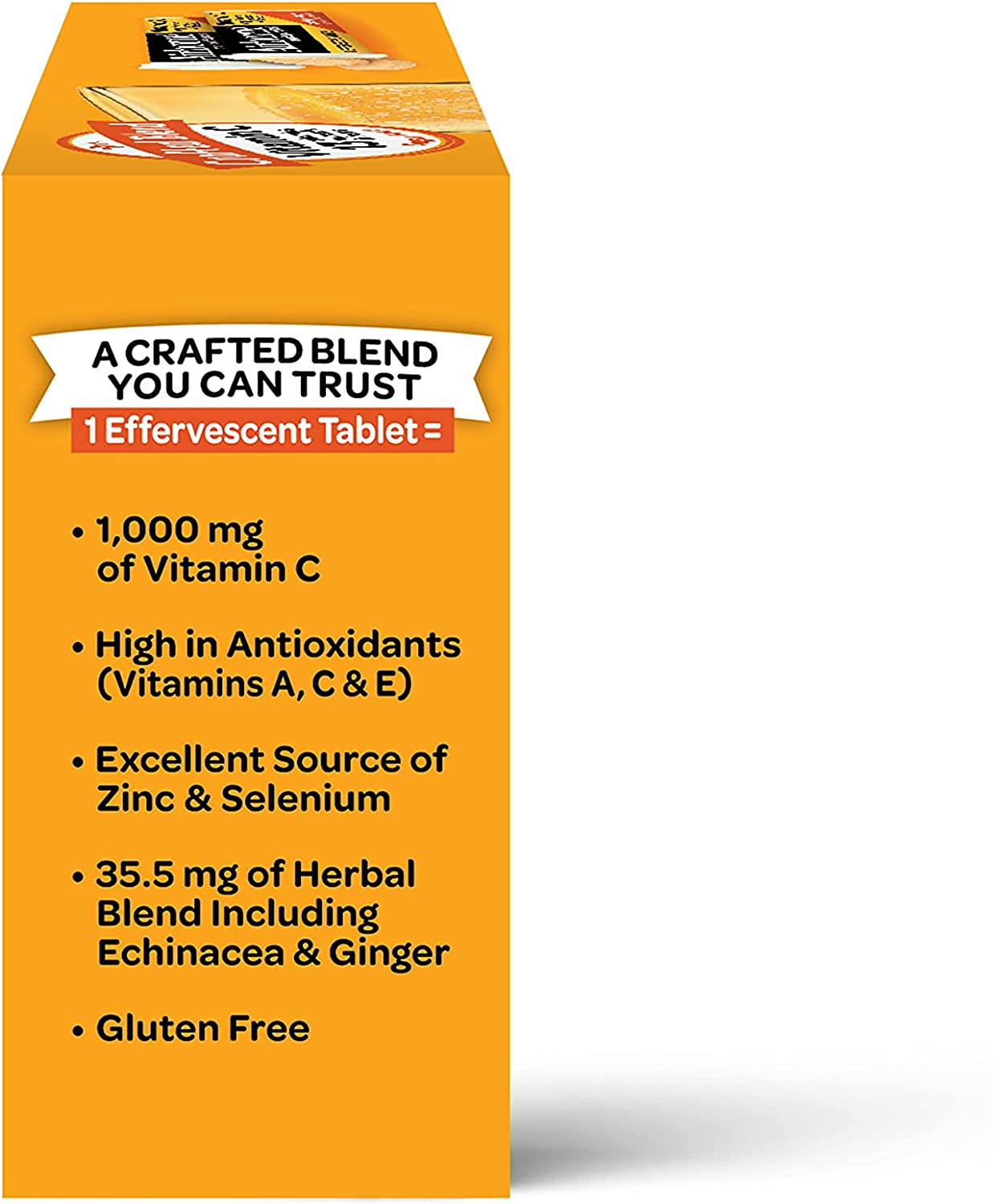 Airborne Vitamin C 1000mg (per serving) - Zesty Orange Effervescent Tablets (36 count in a box), Glu