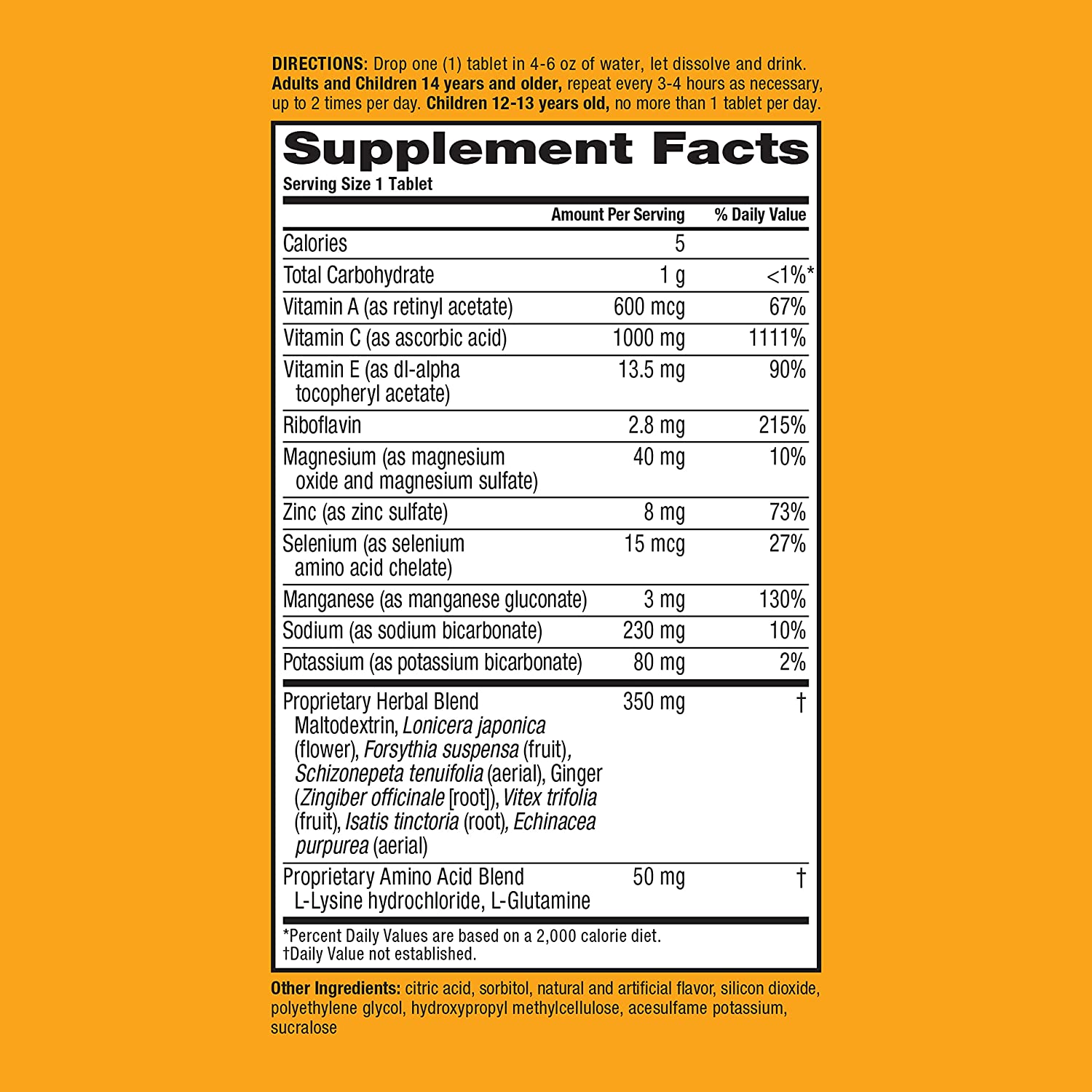 Airborne Vitamin C 1000mg (per serving) - Zesty Orange Effervescent Tablets (36 count in a box), Glu