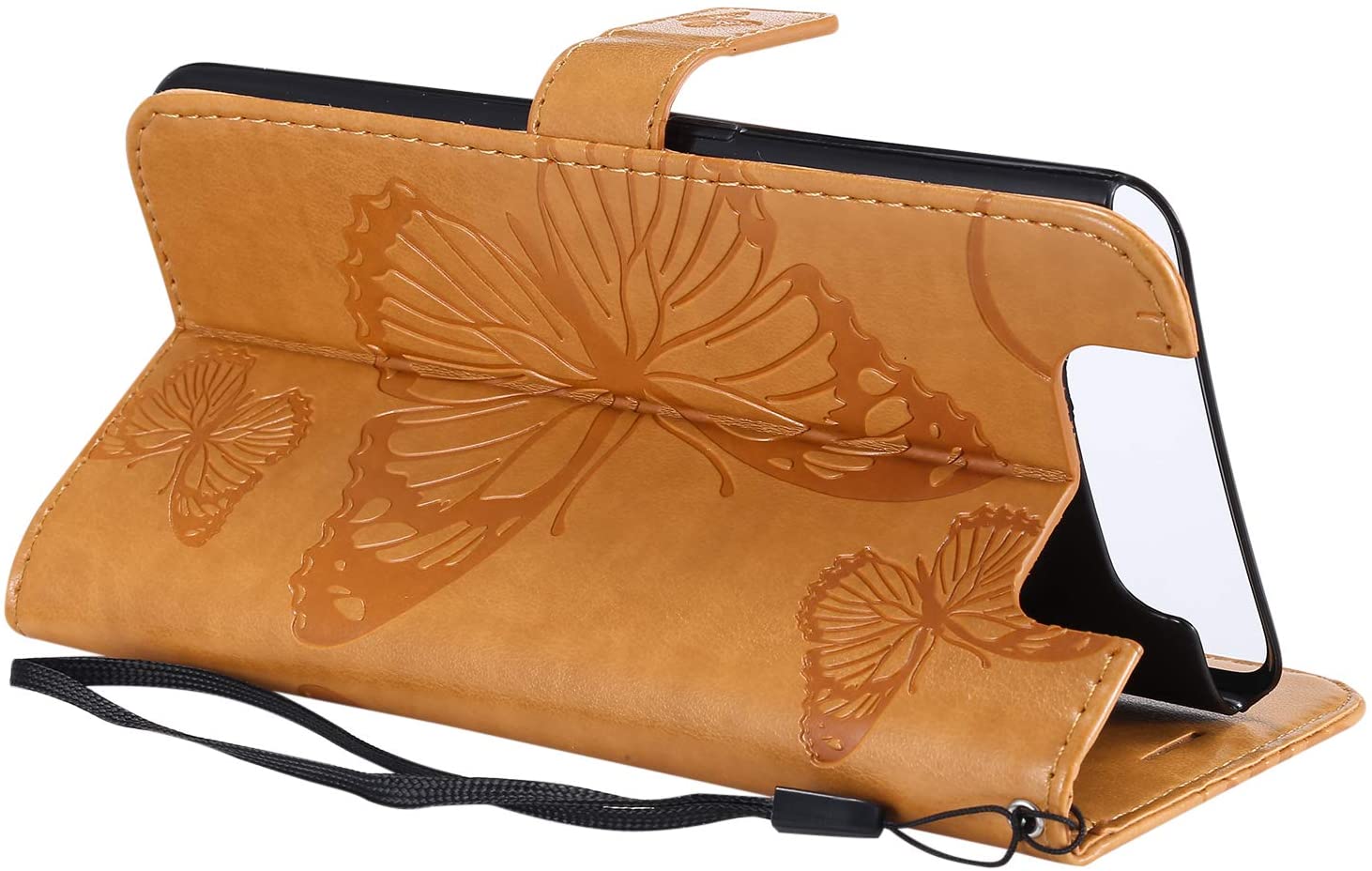 Amocase Wallet Leather Case with 2 in 1 Stylus for Samsung Galaxy A80,Premium Strap 3D Butterfly Mag