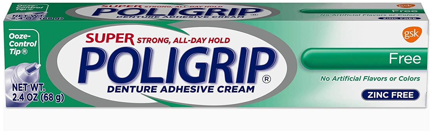 Super Poligrip Denture Adhesive Cream: 2 Packs of 2.4 Oz