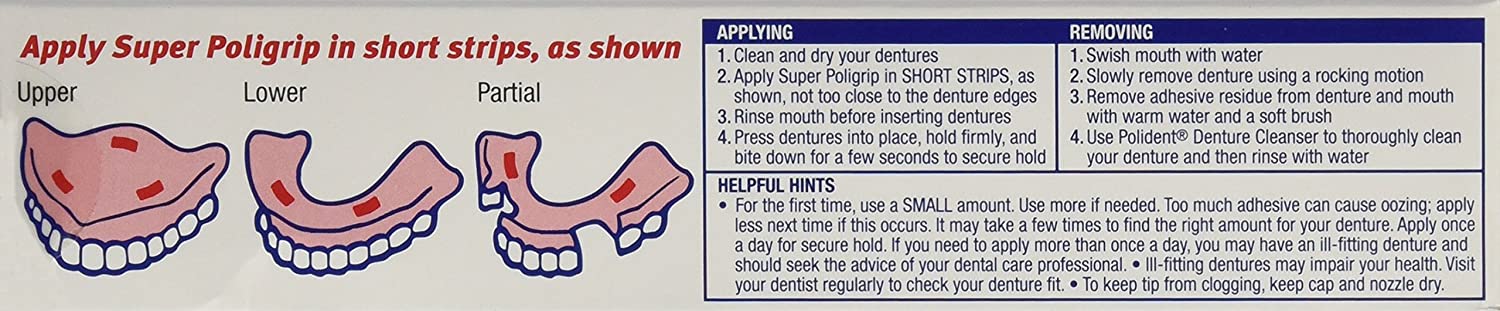 Super Poligrip Denture Adhesive Cream: 2 Packs of 2.4 Oz