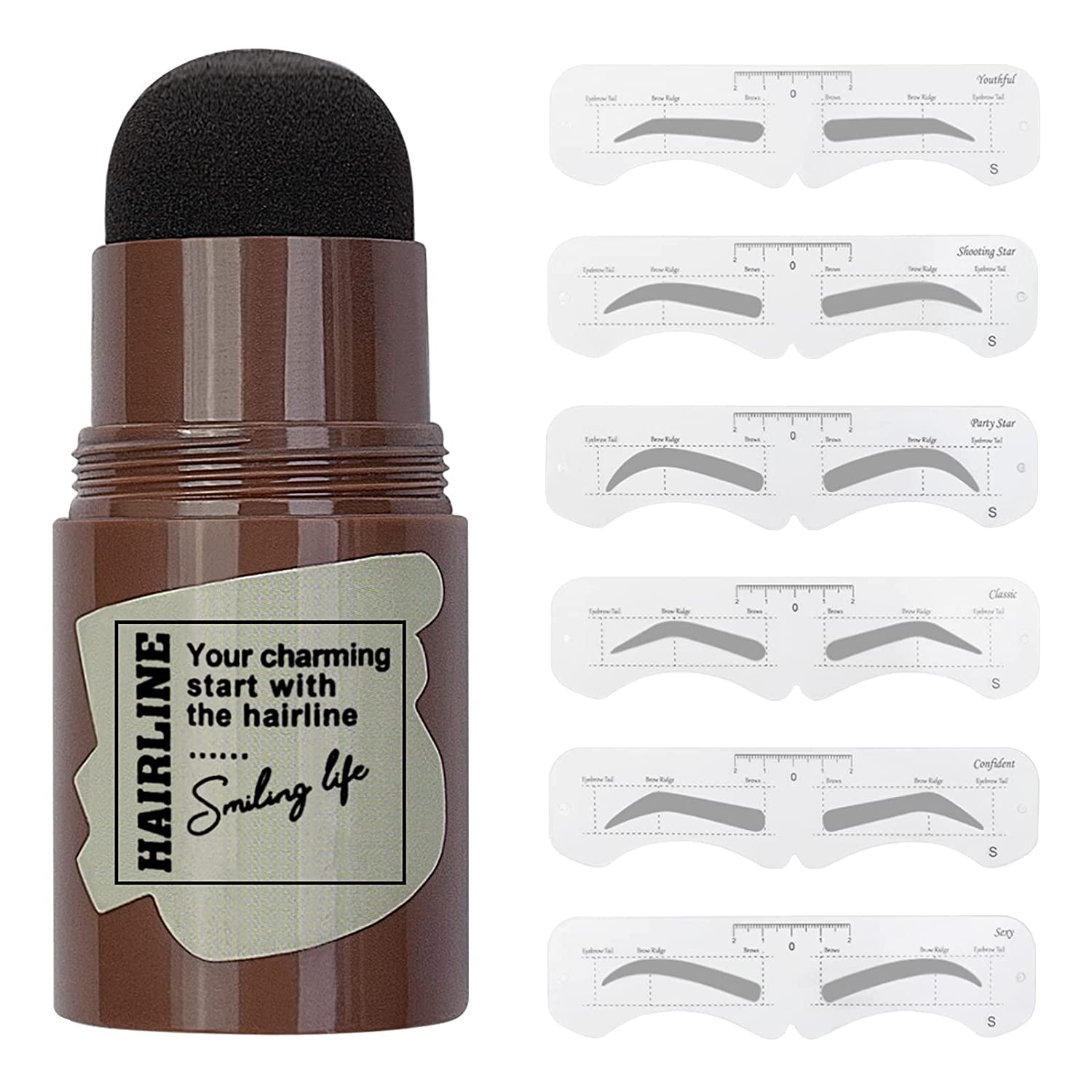 One Step Eyebrow Stamp Shaping Kit,Waterproof Eyebrow Stamp Kit,6 Pairs Reusable Eyebrow Stencils,Ey