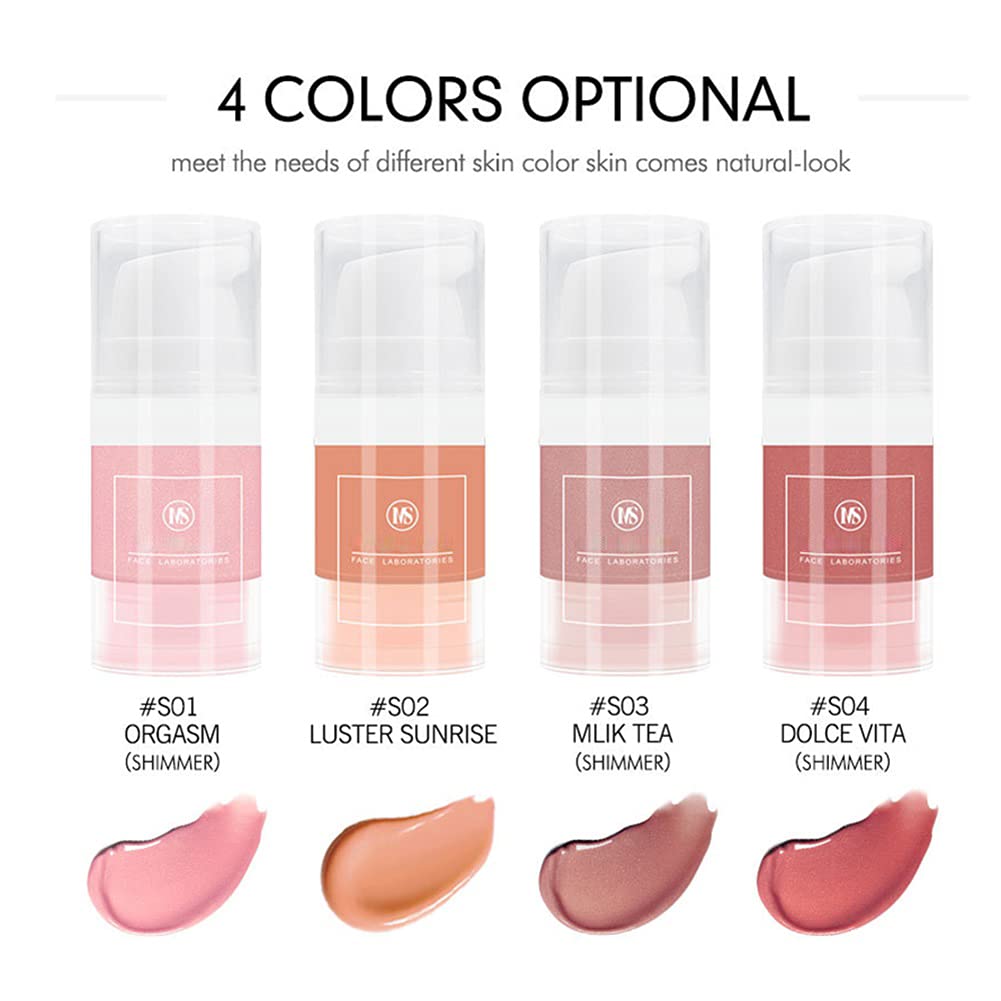 Reddhoon 4 Colors Liquid Blusher for Cheeks, Waterproof Long Lasting Cheek Contour Blushes, Lightwei