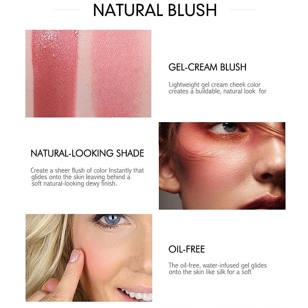 Reddhoon 4 Colors Liquid Blusher for Cheeks, Waterproof Long Lasting Cheek Contour Blushes, Lightwei